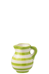 Kruik Grana Streep Wit Groen S (12X12X13Cm) - (52191)